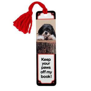 Vintage 90s "Paws Off" tassel Bookmark Tibetan Terrie Dog 1991 Sunshine KB 08052